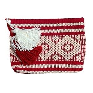 3/$30 NWOT Hand Woven Clutch Pouch Red White